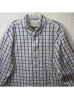 Cabelas Outfitter Series XL Tall Plaid Button-Down Shirt Long Sleeve Casual Wear